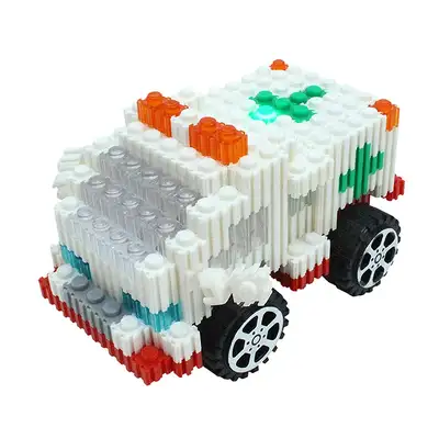 LED Foam Block Pattern Set - Cute Ambulance Design with LED Pom-Pom Color Blocks