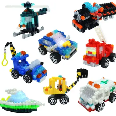 LED Vehicle Deform Block Design Set | Toy Foam Pom Color