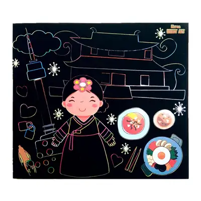 Korea 5-Sheet Scratch Paper World Travel Culture | DIY Craft