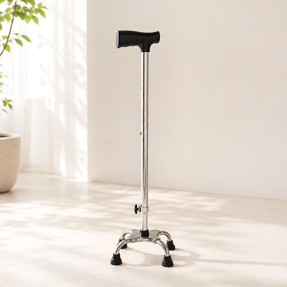 Adjustable Four-Leg Walking Cane (Lightweight Walking Stick for Elderly Grandfather Grandmother Filial Duty Cane 4-Leg Mobility Aid Stick)