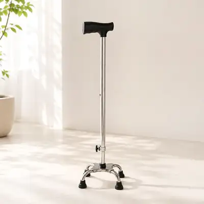 Adjustable Four-Leg Walking Cane (Lightweight Walking Stick for Elderly Grandfather Grandmother Filial Duty Cane 4-Leg Mobility Aid Stick)