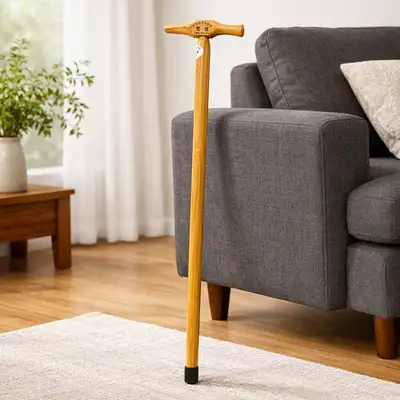 Premium Magnetic Walking Cane Natural - Wooden Filial Piety Cane for Elderly Grandparents