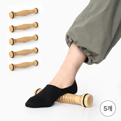 Domestic Wooden Foot Acupressure Roller Set of 5 (Manual Foot Reflexology Device Wood Massage Stick Hand Acupressure Tool)