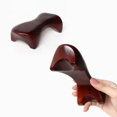 Natural Wood 4-Point Acupressure Massager (Hand-Held Wooden Finger Pressure Tool Foot Massage Stick Portable Gua Sha Meridian Massage Rod)
