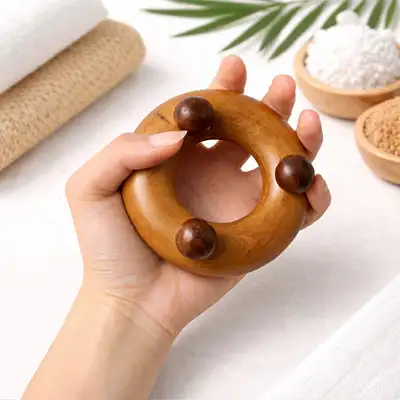 Wood Donut Gua Sha - Wooden Ring Scalp Massage Acupressure Tool Foot Massage Stick Portable Meridian Massage Rod Health Gift