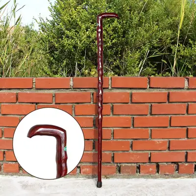 Wave Walking Cane | Natural Wood Senior Mobility Stick Silver Care Gift