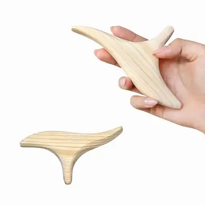 Hinoki Wood Triangular Massage Tool (Natural Wood Gua Sha Full Body Face Massage Stick Self Acupressure Foot Massage)