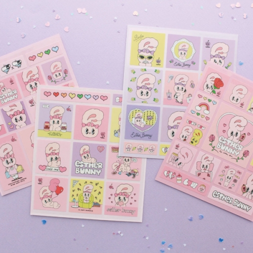Esther Bunny Square Removable Sticker