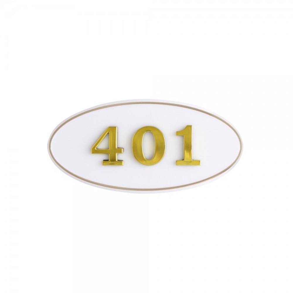 Art Sign Mailbox Room Number Plate Oval White Adhesive