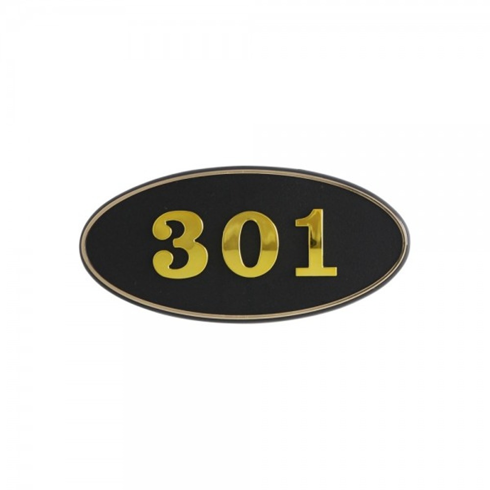 Art Sign Mailbox Room Number Plate Oval Black Adhesive