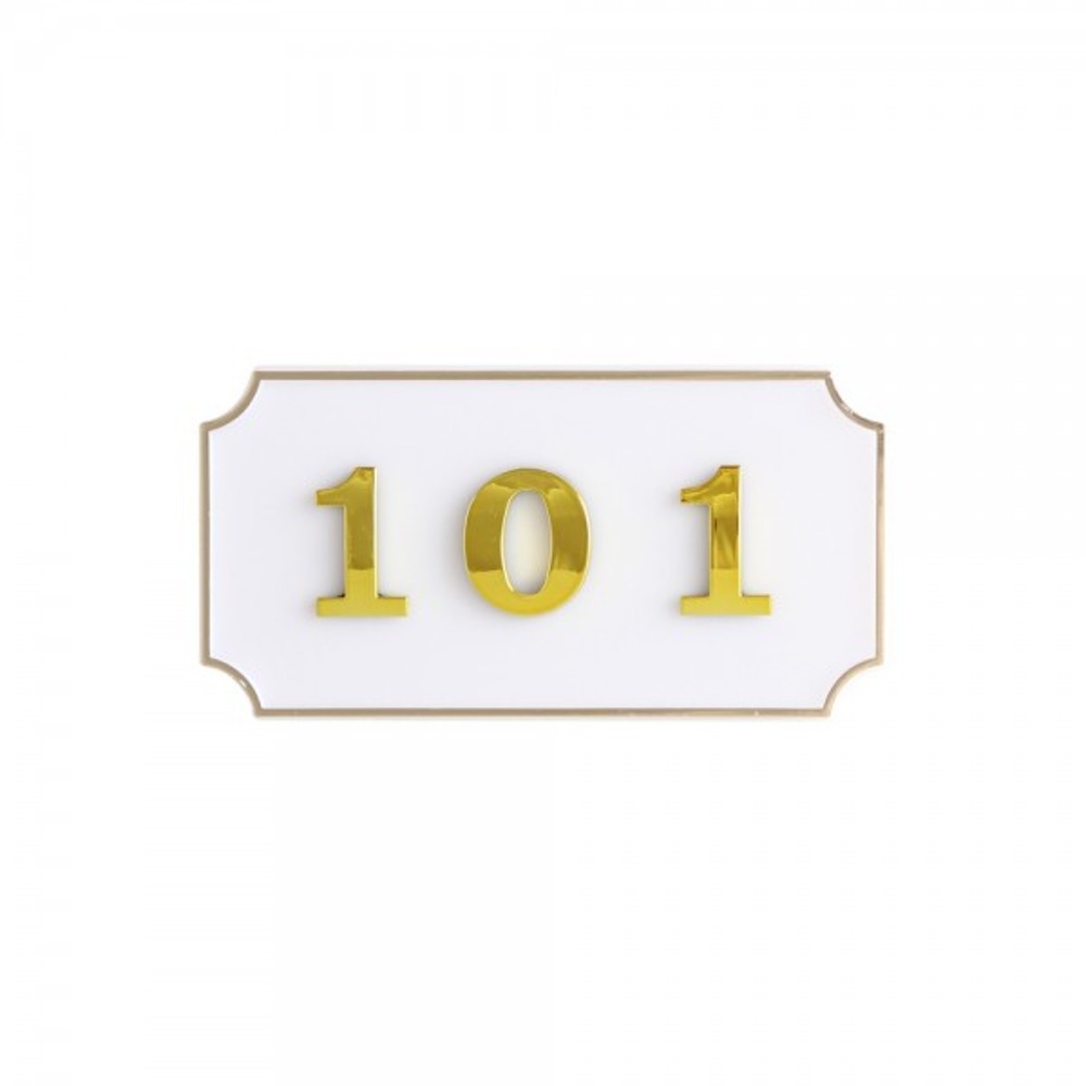 Art Sign Mailbox Room Number Plate Square White Adhesive Type