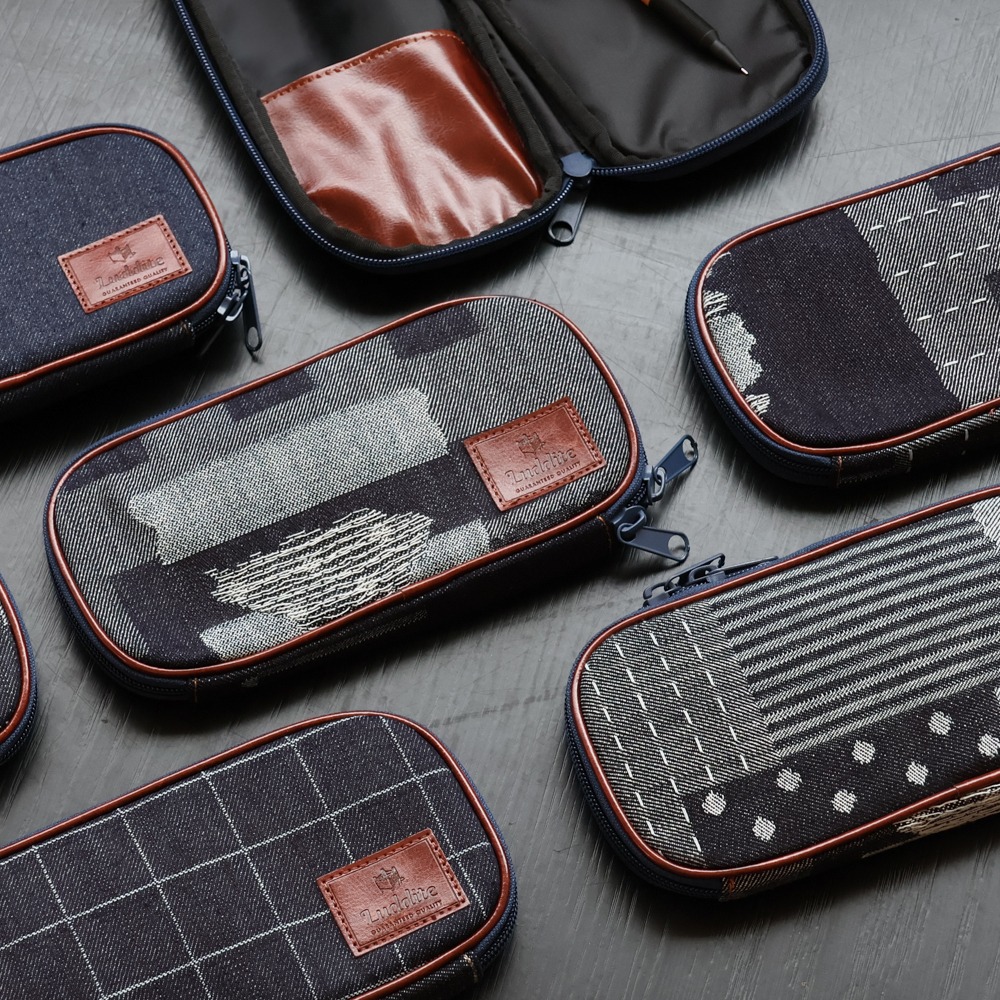Luddite Denim Round Zipper Pen Case