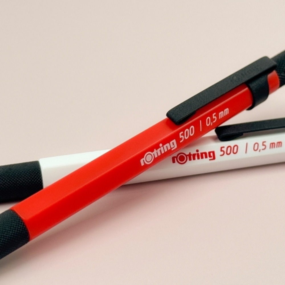 New Rotring 500 Mechanical Pencil 0.5mm White Red