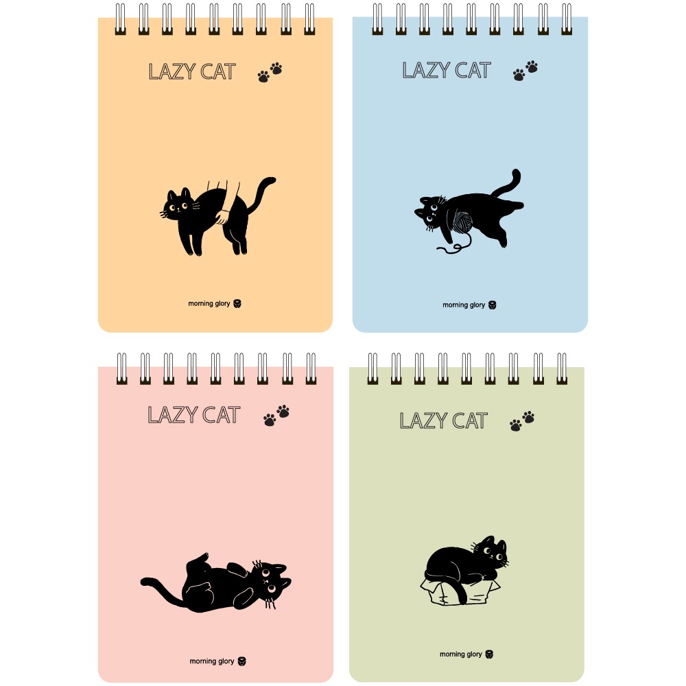 Morning Glory 1800 Cat Character Notebook (Saddle-stitched/Antibacterial)
