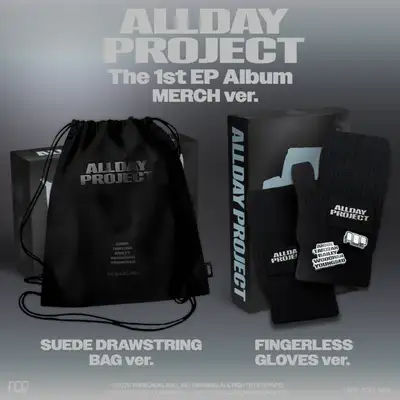 (2種 SET) The 1st EP Album 'ALLDAY PROJECT' MERCH ver.(ドローストリングバッグ ver. & フィンガーレスグローブ ver.)