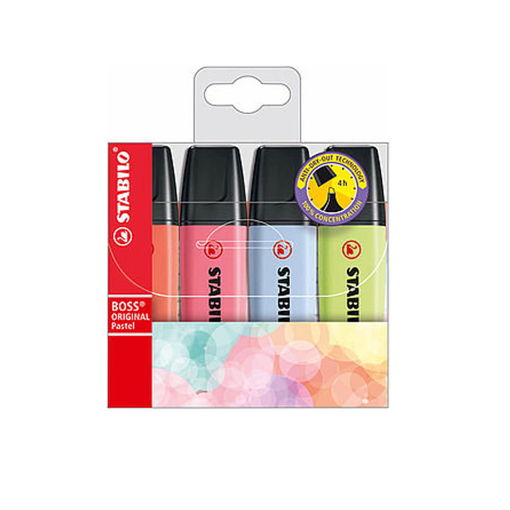 STABILO Boss Original Pastel Color 4-Color B Set Highlighter