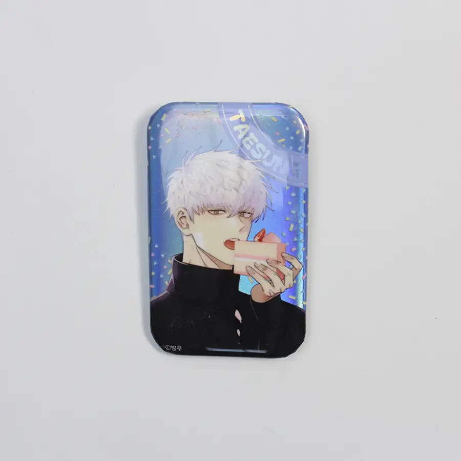 Winter Past Cherry Blossom Square Holographic Pin Button Badge 45×70mm 2 Types — 2