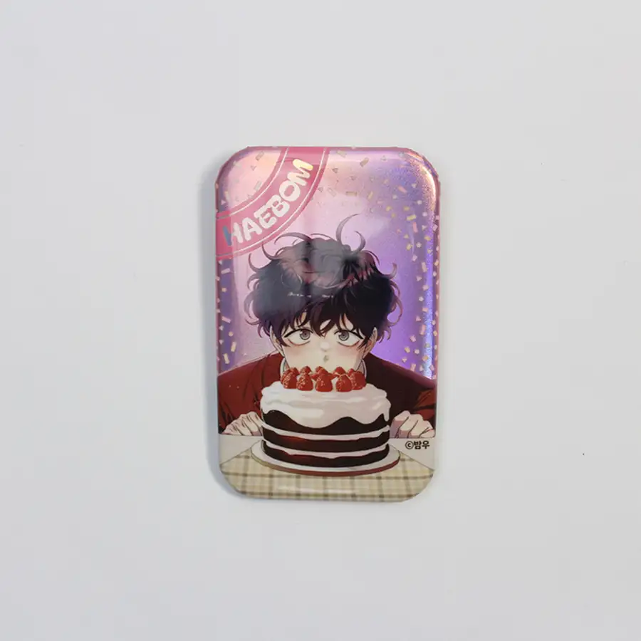 Winter Past Cherry Blossom Square Holographic Pin Button Badge 45×70mm 2 Types — 3