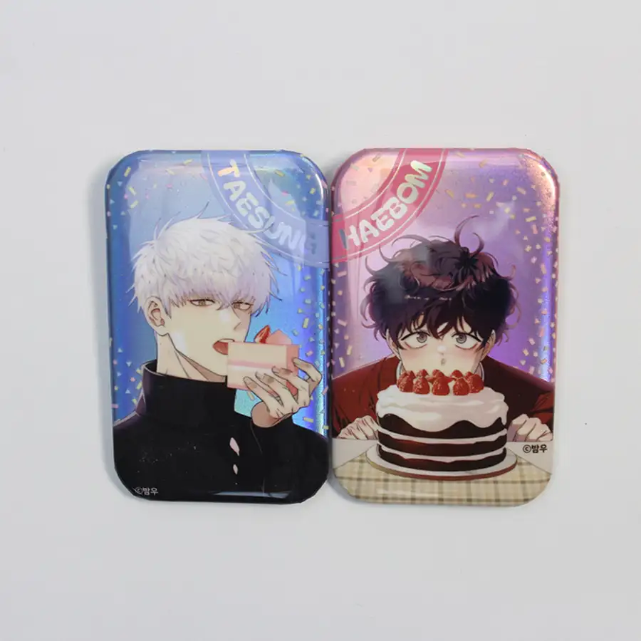Winter Past Cherry Blossom Square Holographic Pin Button Badge 45×70mm 2 Types — 4