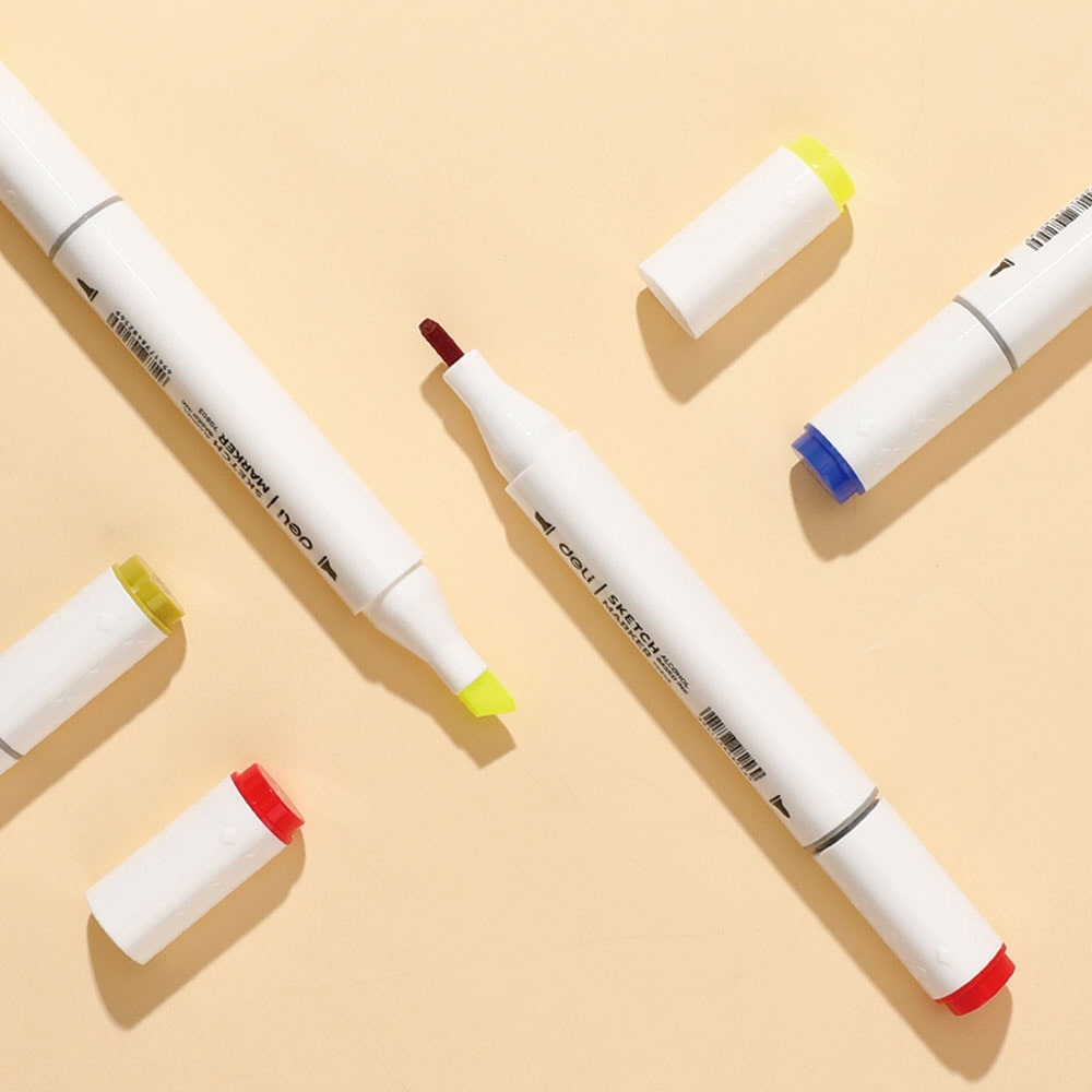 Deli Triangular Twin Marker Pen Single Color 60 Colors