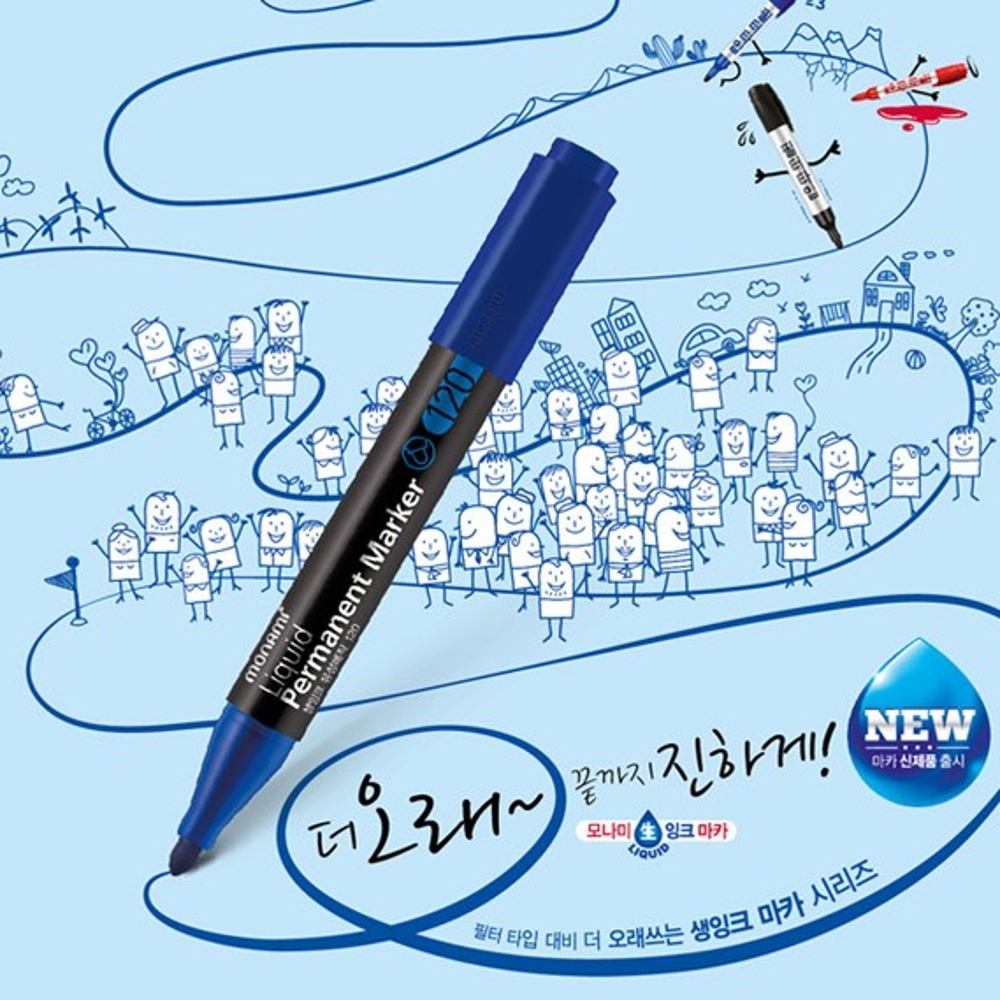 Monami Sigmaflow Live Ink Oil Marker 120 Round Tip 121 Square Tip