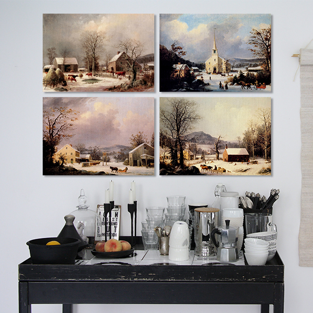 Modern Factory George Henry Rider Masterpiece Art Interior Canvas Frame Set of 4