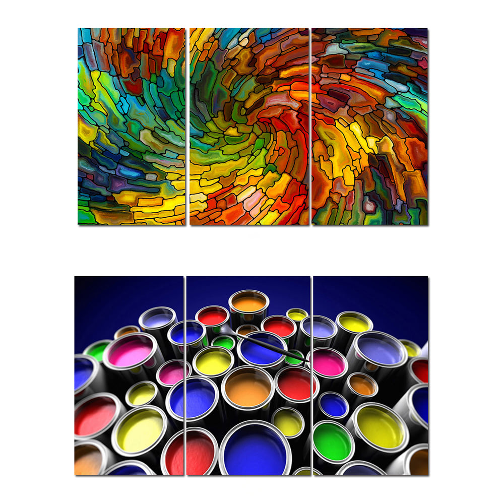 Modern Factory Interior 3-Panel Canvas Art Set 35 Designs