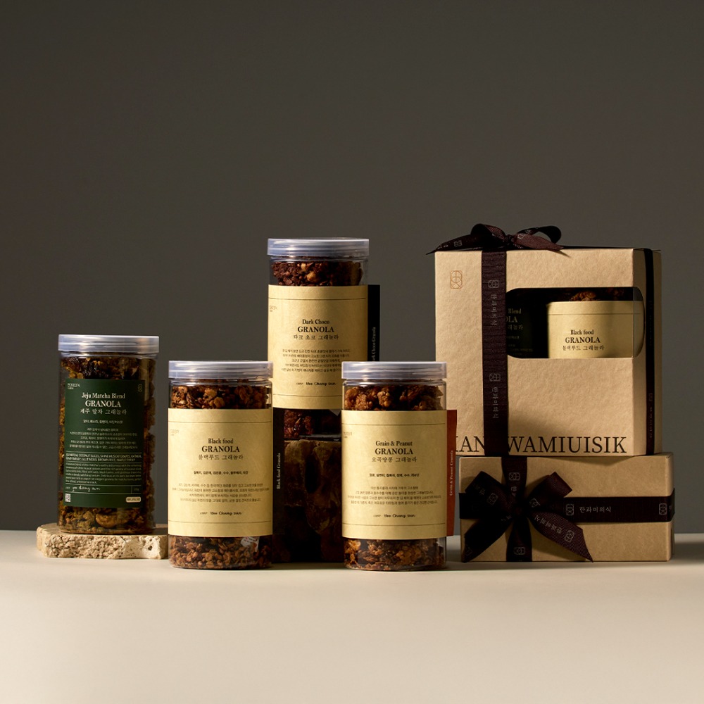 Daily3Times Granola 3 Types - Handmade Premium Granola Five-Grain Peanut Dark Chocolate Black Food