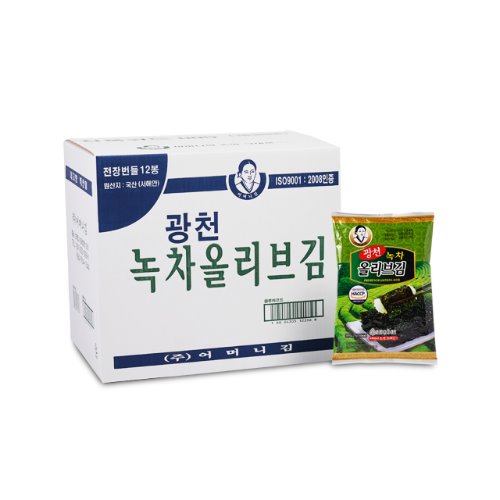 Gwangcheon Mother Green Tea Olive Full Sheet Seaweed Bundle 20g x 3 pieces x 12 packs (36 pieces total)