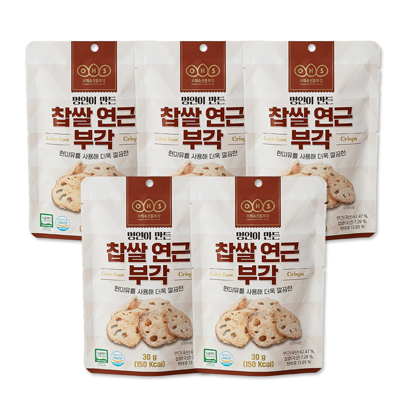 Oh Hee-sook Traditional Bugak Sticky Rice Lotus Root Chips 30g x 5 Pack