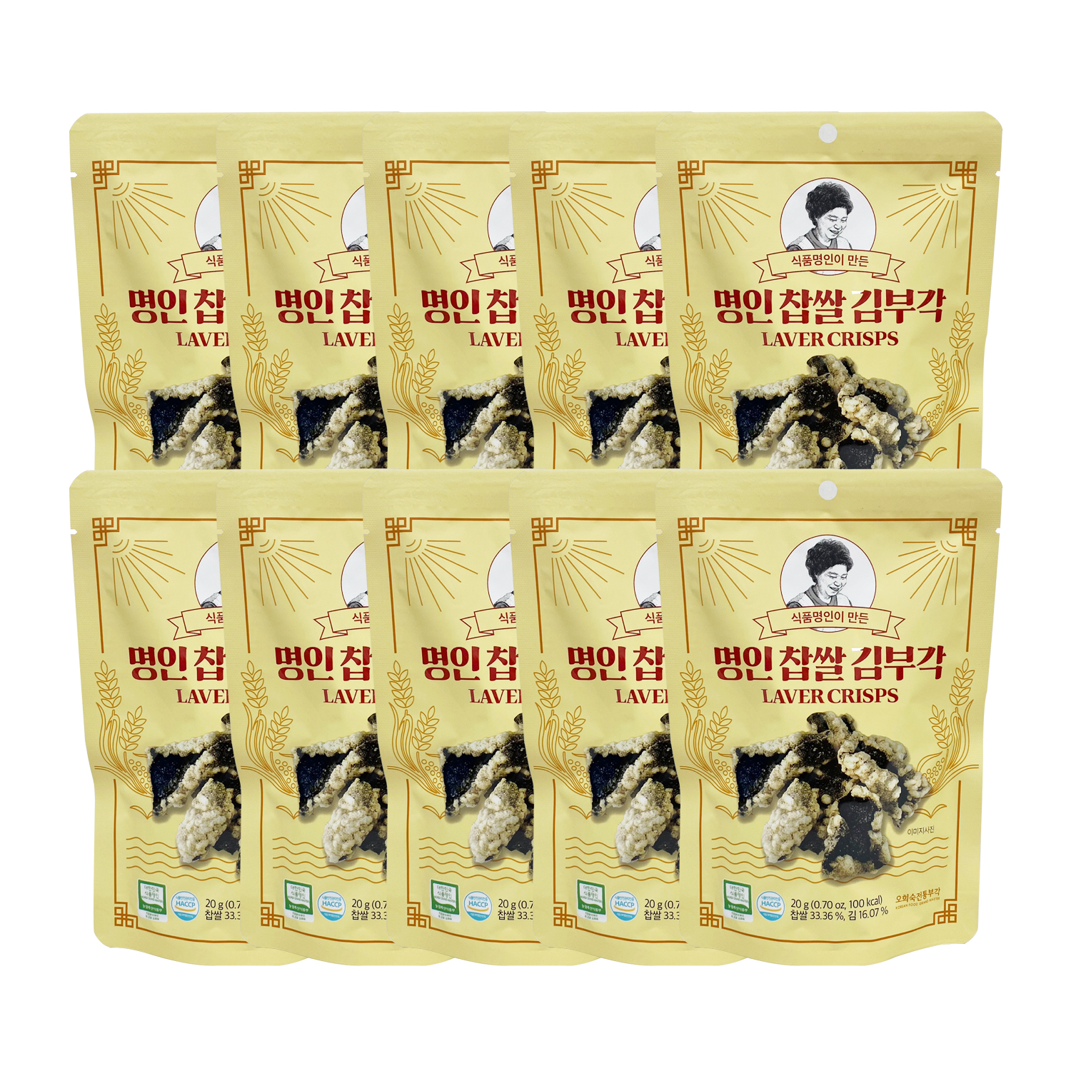Oh Hee-sook Traditional Bugak - Master Craftsman Glutinous Rice Seaweed Bugak 20g x 10 Packs