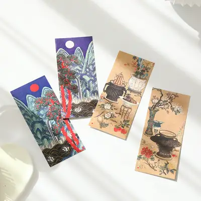 風心堂 民畫 日月五峯圖 器皿折枝圖 明信片(4種)