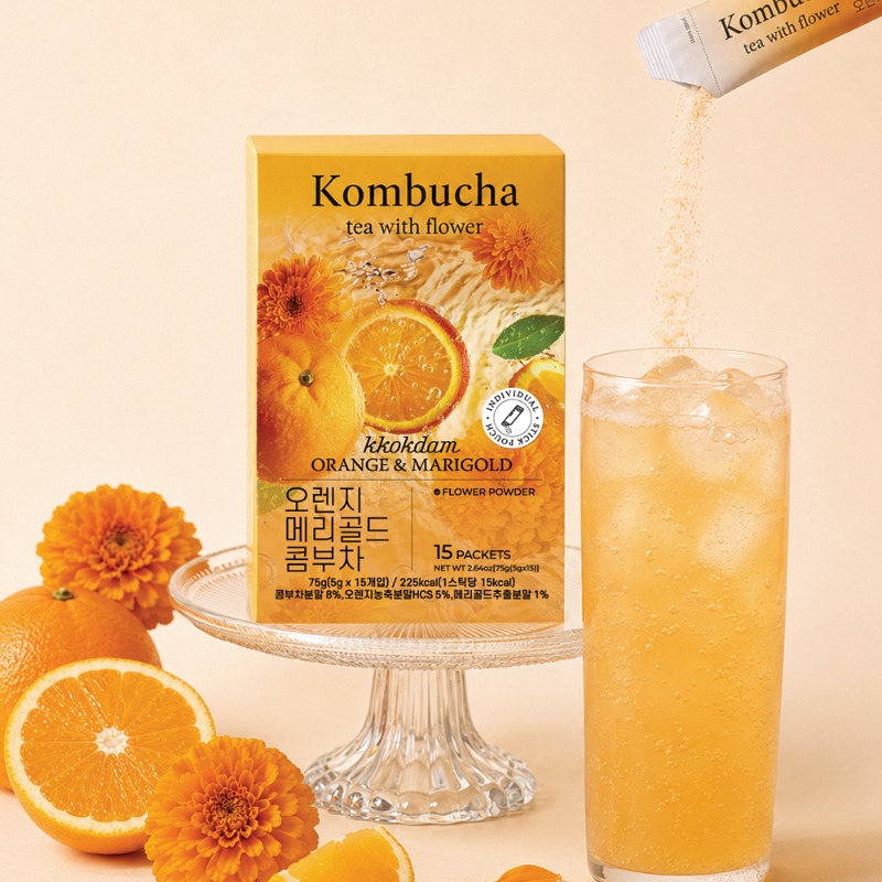 Orange Marigold Flower Kombucha (15 Sticks)