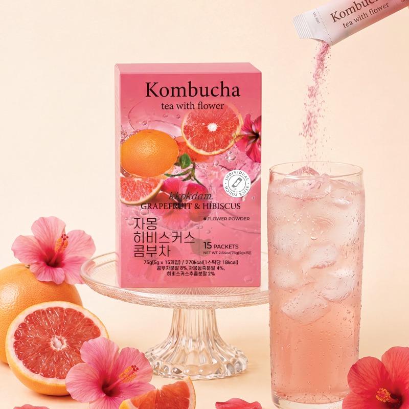 Grapefruit Hibiscus Flower Kombucha (15 Sticks)