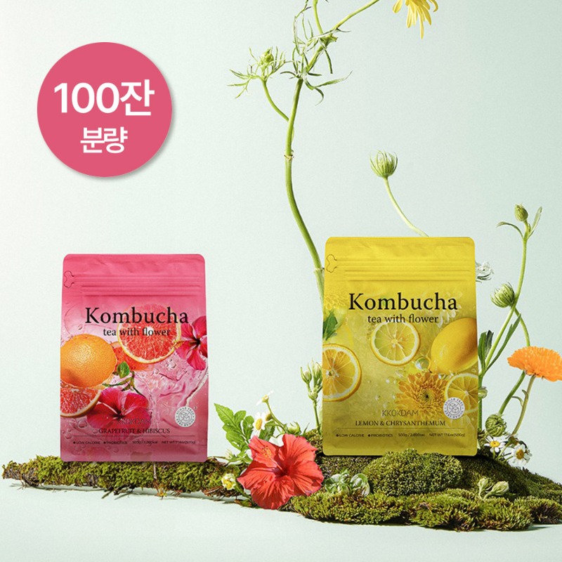Flower Kombucha Bulk Pouch 500g (Lemon Chrysanthemum/Grapefruit Hibiscus) - Makes About 100 Cups
