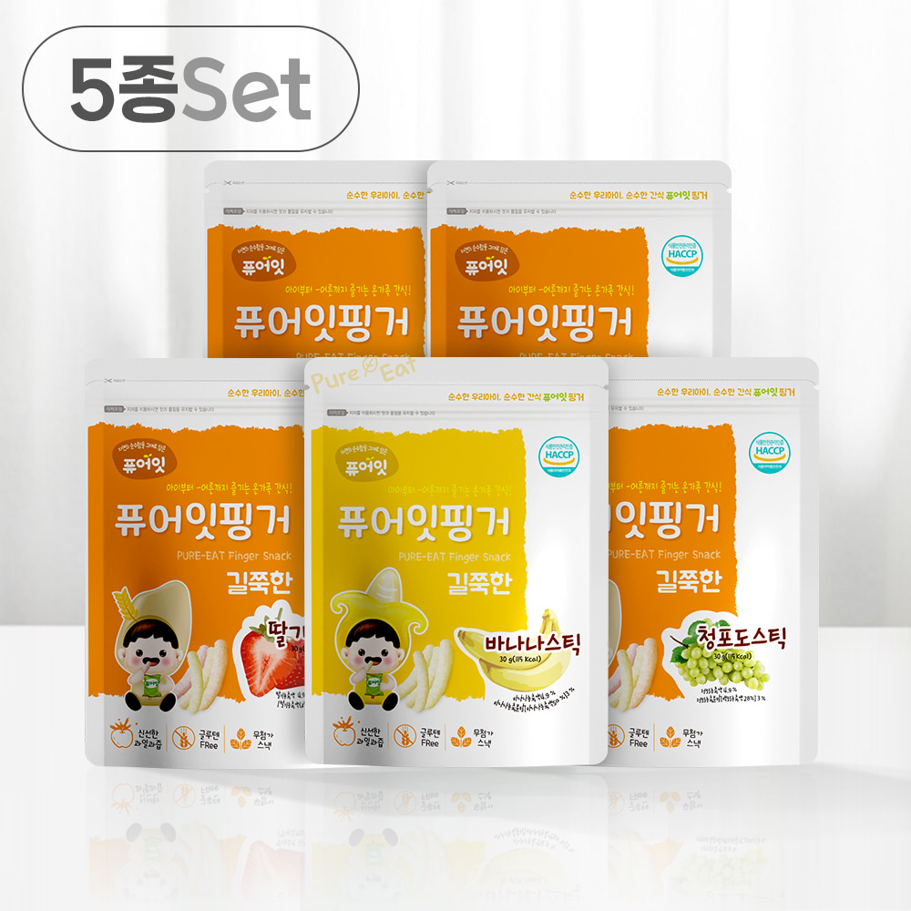 Pureit Finger Organic Baby Snack Elongated Fruit Stick 5-Type Set