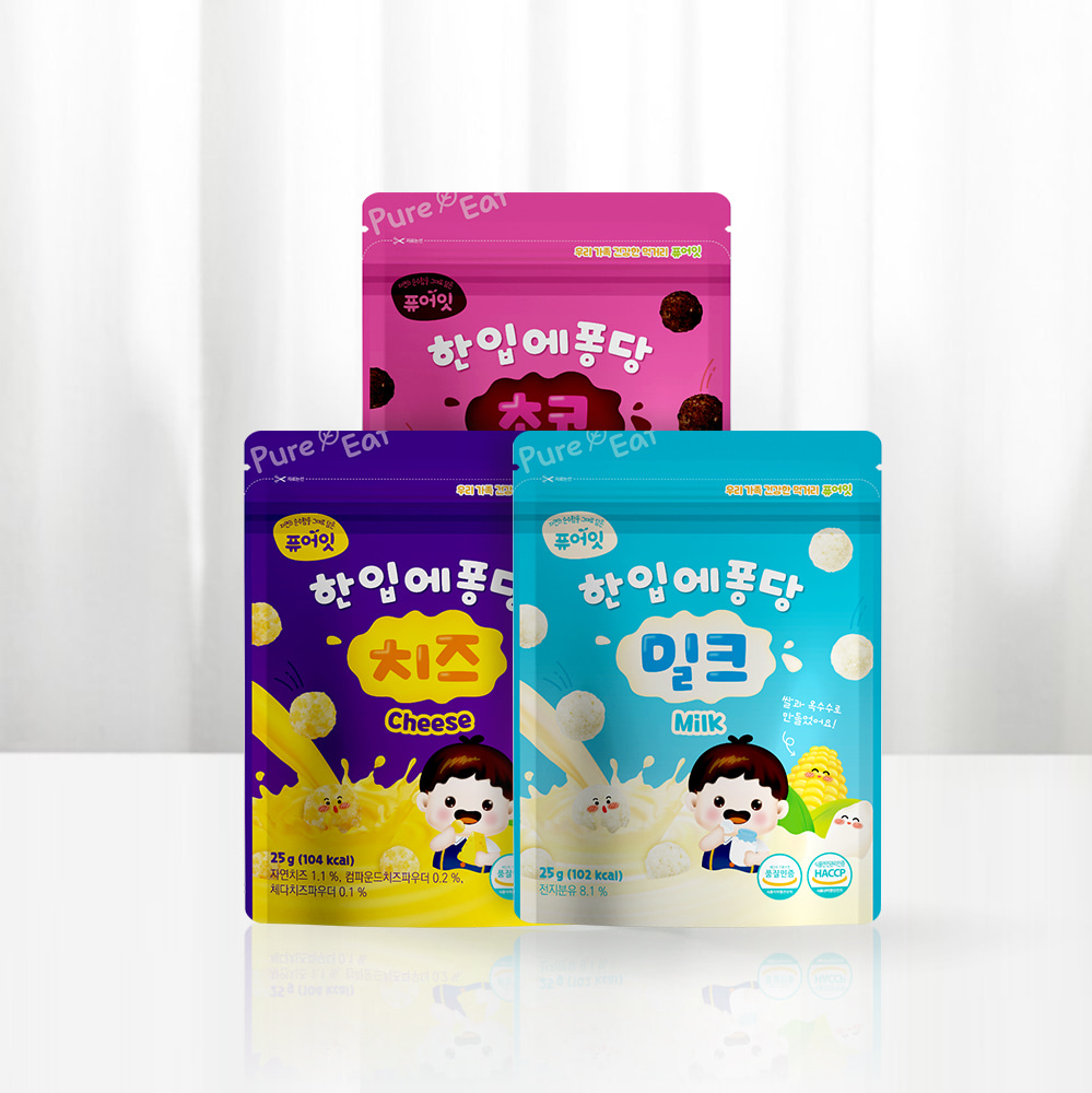 Pureaeat One Bite Pongtang Kids Ball Snack 3 Flavors Toddler