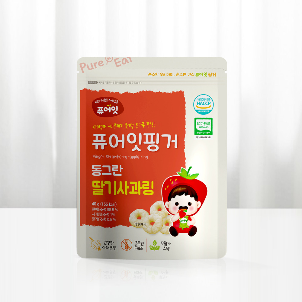 Pureat Finger Organic Baby Snack Strawberry Apple Ring