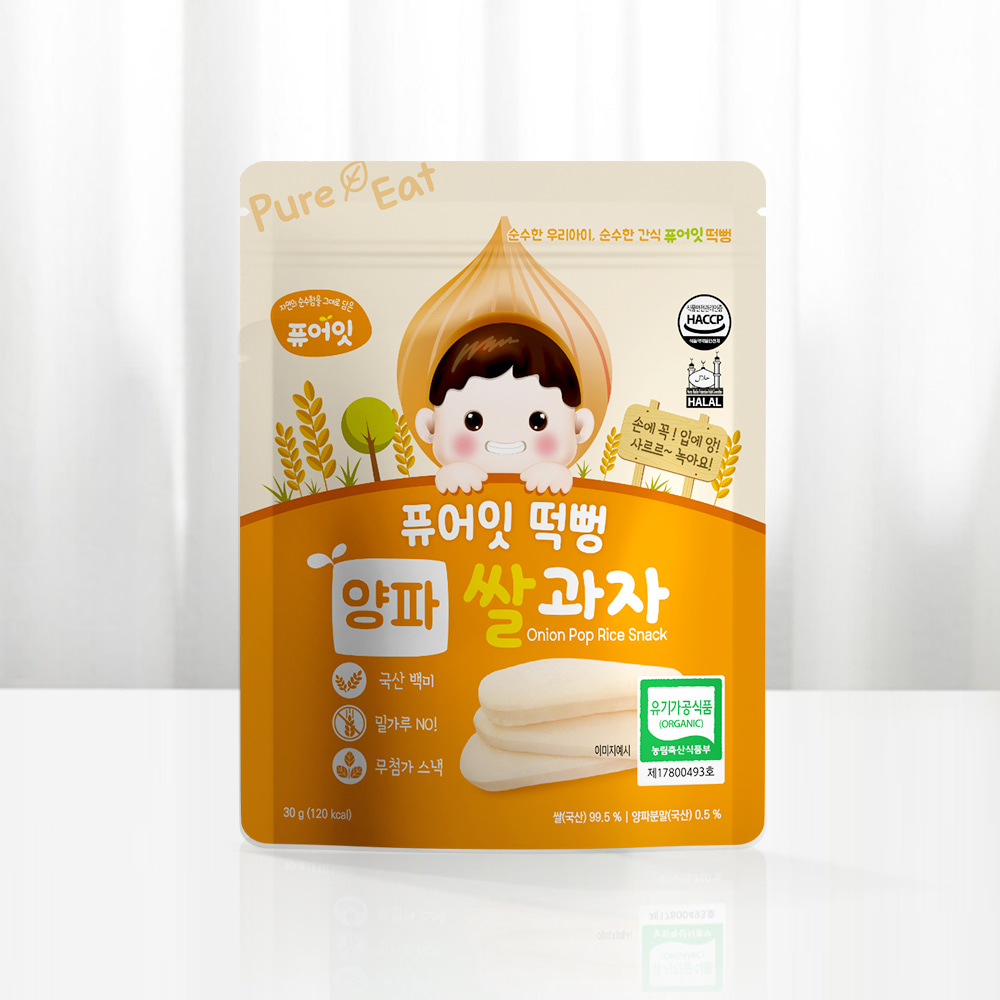 PureEat Tteokppeng Organic Onion Rice Cracker Kids Snack