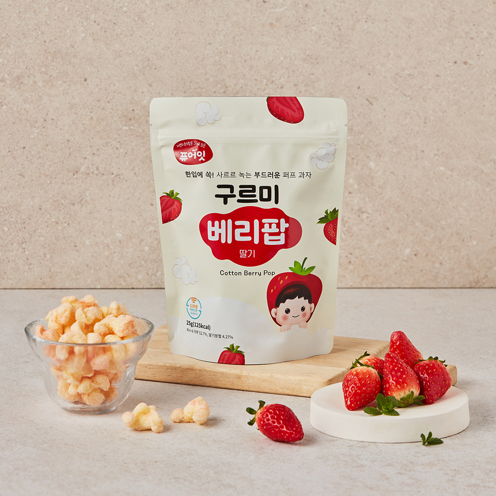 Pure Eat Gormi Berry Pop Strawberry Puff Soft Sweet Snack Baby Snack