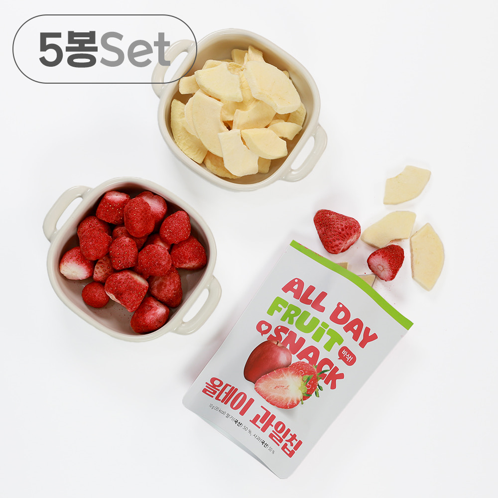 PureEat All Day Freeze-Dried Fruit Chips Apple Strawberry 5-Pack Set 100% Fruit
