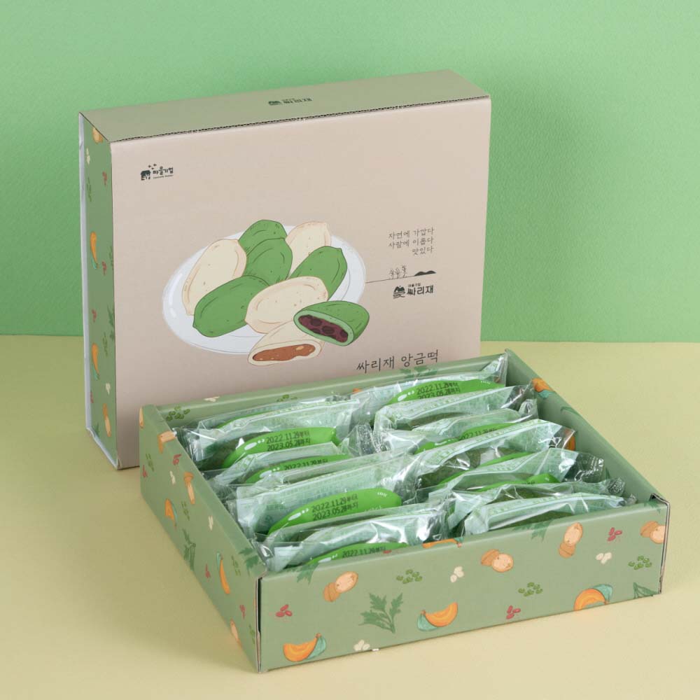 Sarari-jae Village Red Bean Glutinous Rice Cake Gift Set - Whole Red Bean Paste Brown Rice Mugwort Cake 60g x 14 packs