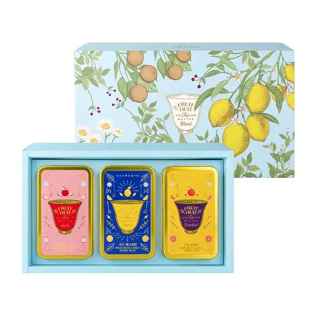 Fruit Hug Tea Can 3-Piece Set (Grapefruit Black Tea & Lemon Chamomile & Green Mandarin Jasmine) — 1