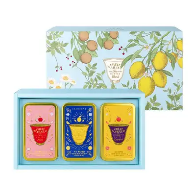 Fruit Hug Tea Can 3-Piece Set (Grapefruit Black Tea & Lemon Chamomile & Orange Rooibos)