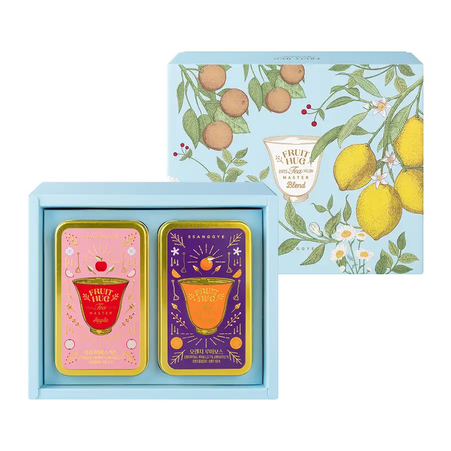 Gift-Ready Fruit Hug Tea Can 2-Piece Set (Grapefruit Black Tea & Lemon Chamomile) — 3