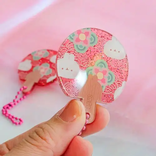 Molang Pink Ribbon Clear Glitter Pouch — 4
