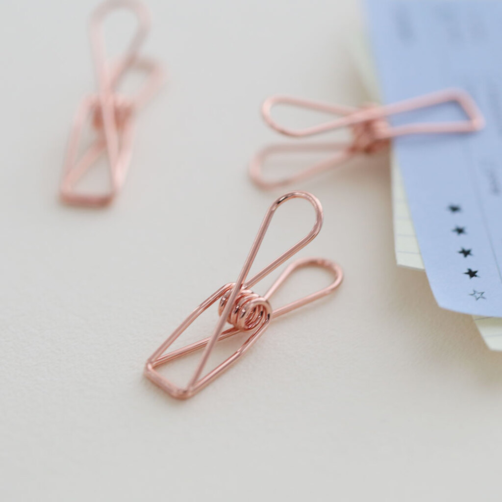Momo Pop Ribbon Clip Binder Clamp Rose Gold Small