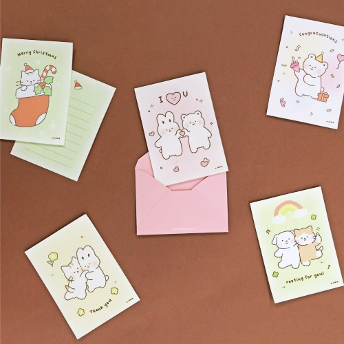 O-CHECK Warm Heart Cute Mini Letterpress Set