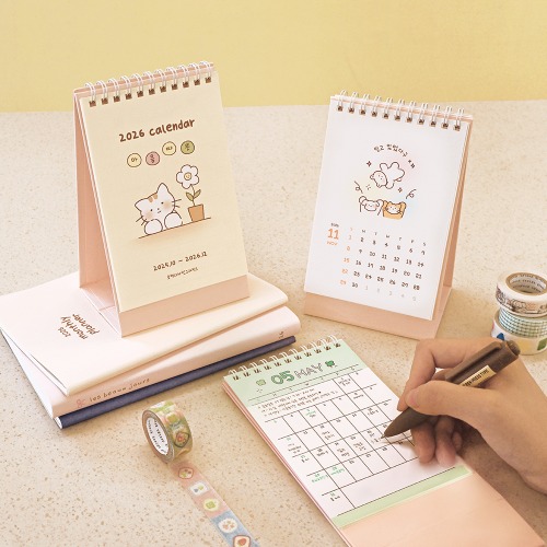 O-CHECK DESIGN GRAPHICS 2026 15-Month Mini Desktop Calendar_Warm Heart