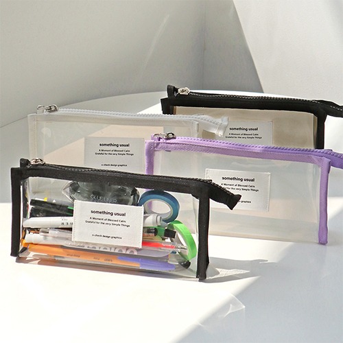 O-CHECK DESIGN GRAPHICS Daily Transparent Pouch Something Usual Clear Pencil Case Multi-Purpose Storage Pouch